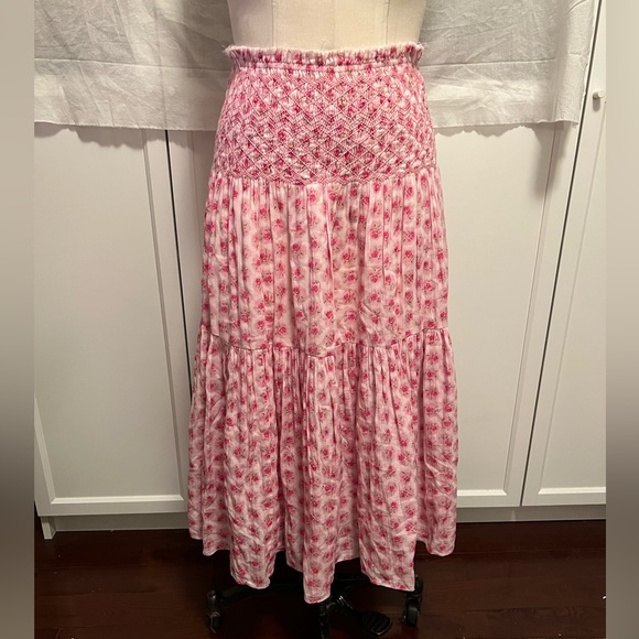 LoveShackFancy Dresses & Skirts - Fanciful LoveShackFancy smocked waist midi skirt in pretty floral print Rare!🤩